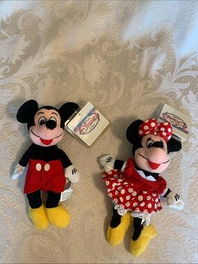 Disney Mickey & Minnie Plush Duo - Red, Black & Yellow VTG